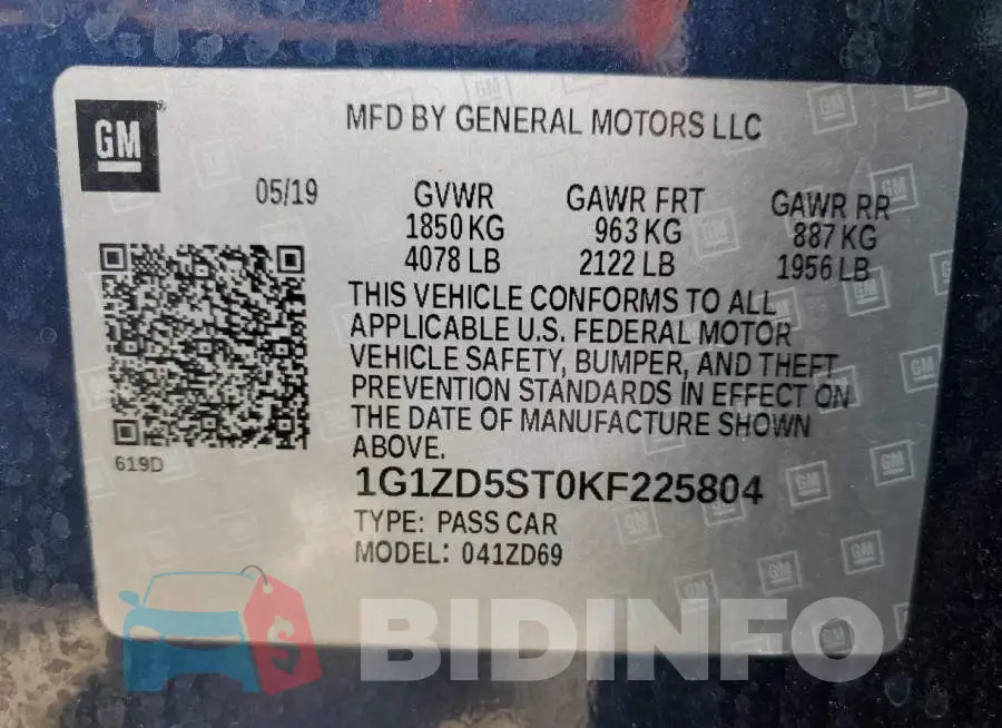 1G1ZD5ST0KF225804 Photo# 13