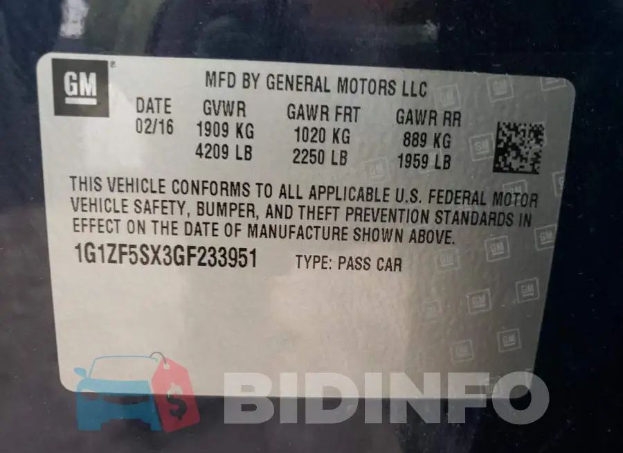 1G1ZF5SX3GF233951 Photo# 12