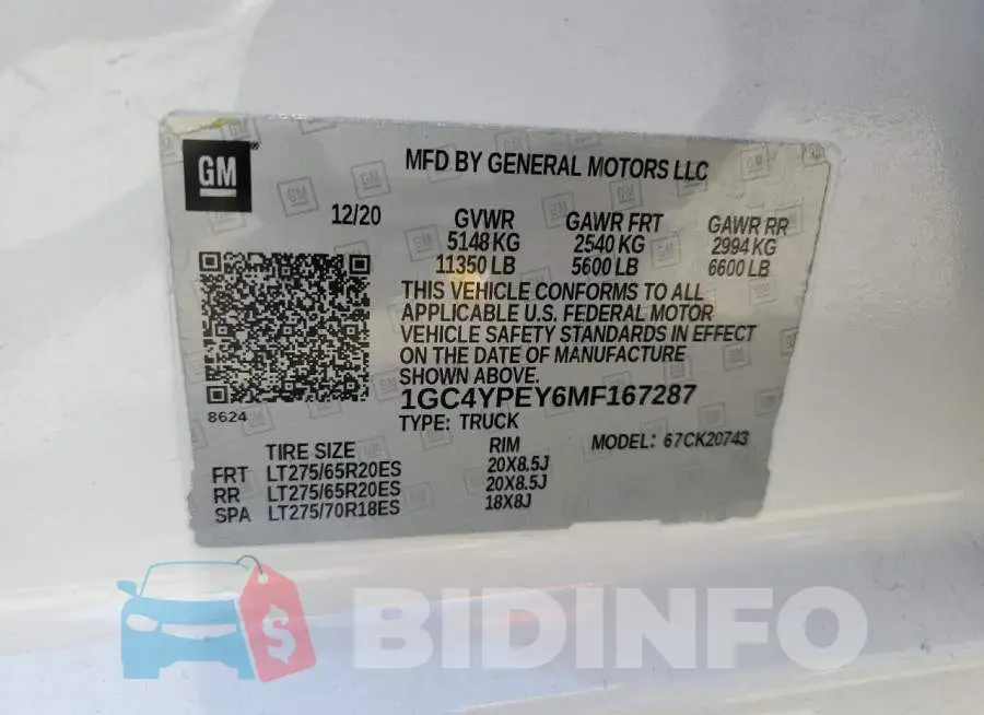1GC4YPEY6MF167287 Photo# 12