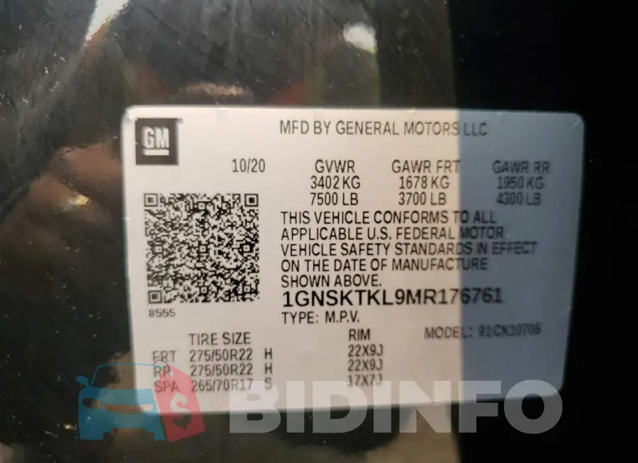 1GNSKTKL9MR176761 Photo# 14