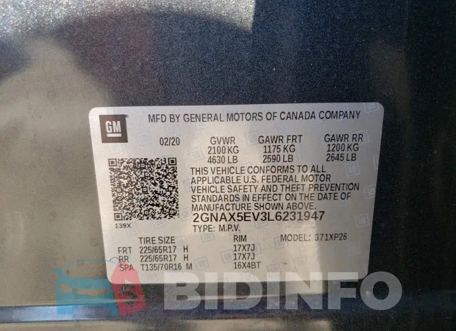 2GNAX5EV3L6231947 Photo# 14