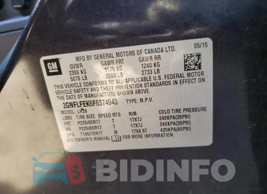2GNFLFEK6F6374943 Photo# 13