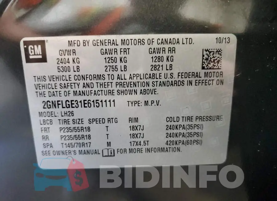 2GNFLGE31E6151111 Photo# 13