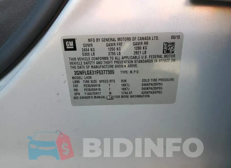 2GNFLGE31F6377389 Photo# 13