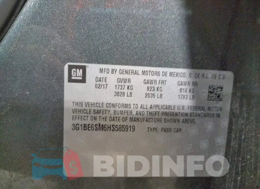 3G1BE6SM6HS585919 Photo# 12