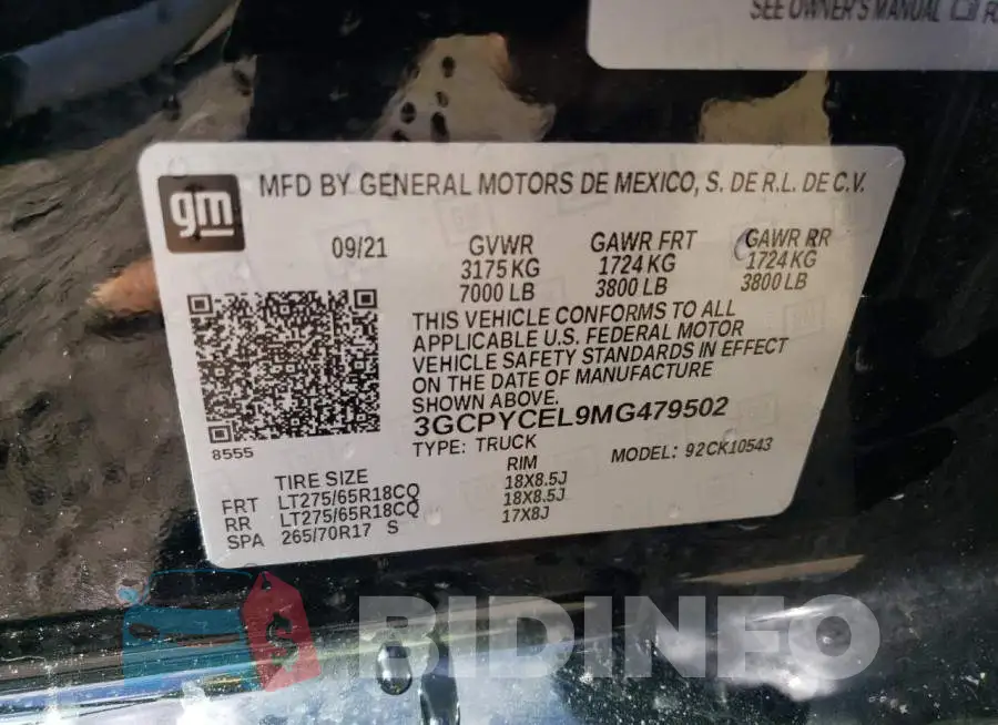 3GCPYCEL9MG479502 Photo# 13
