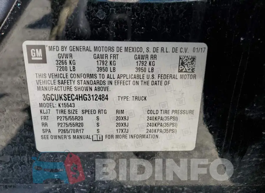 3GCUKSEC4HG312484 Photo# 13