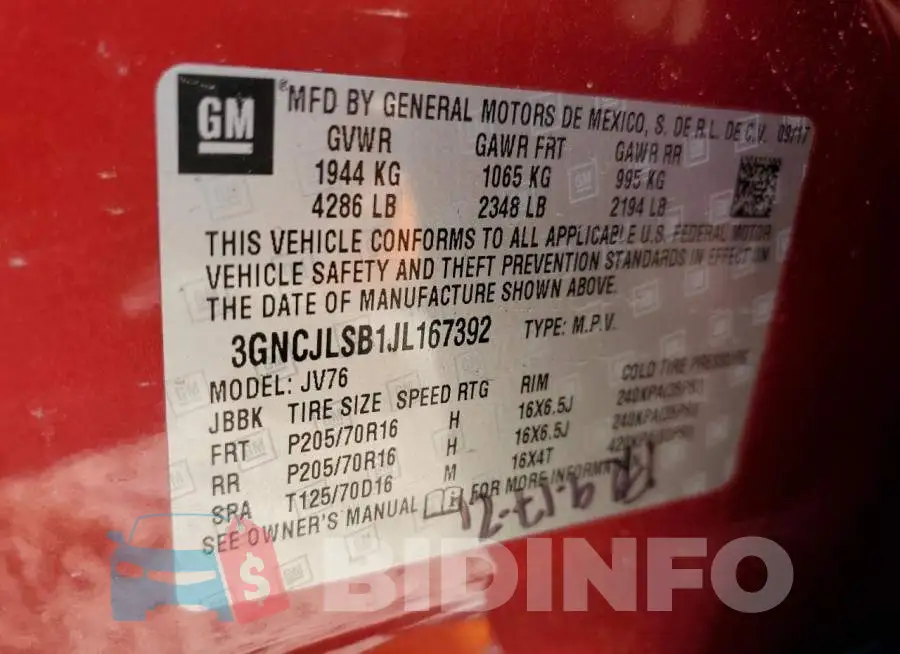 3GNCJLSB1JL167392 Photo# 13
