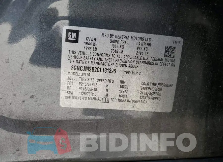 3GNCJMSB2GL181395 Photo# 12