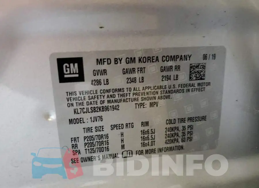 KL7CJLSB2KB961942 Photo# 13