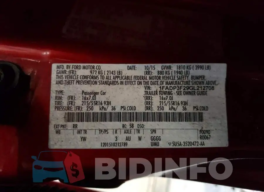 1FADP3F29GL212708 Photo# 13