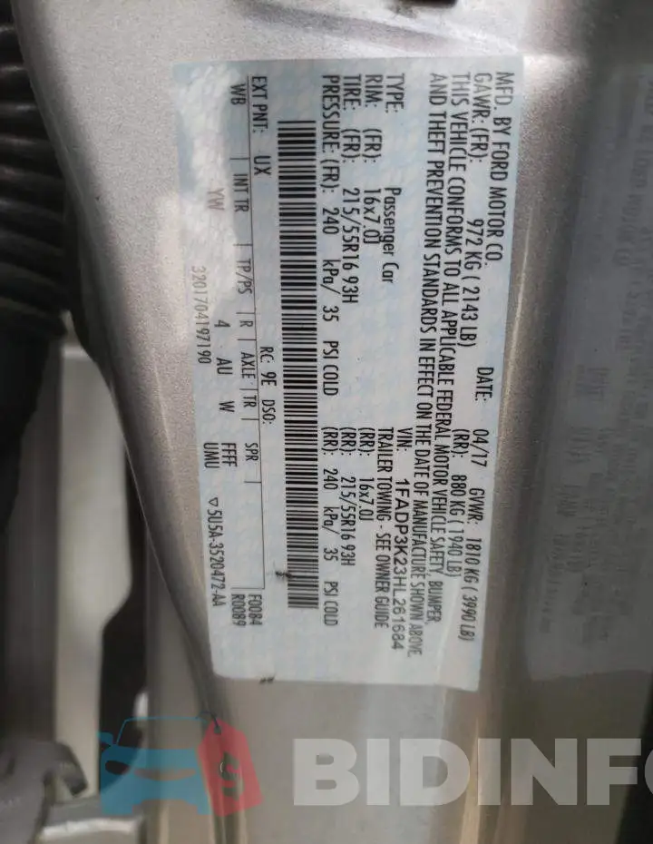 1FADP3K23HL261684 Photo# 12