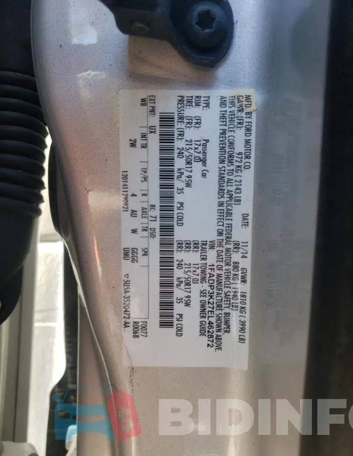1FADP3K27EL462872 Photo# 12