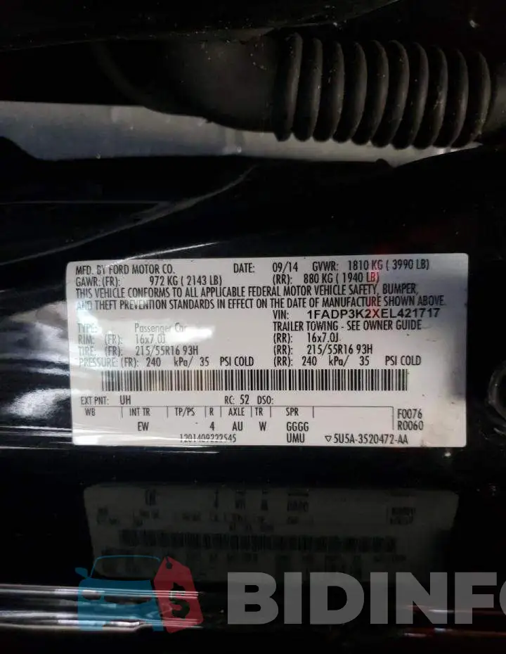 1FADP3K2XEL421717 Photo# 10