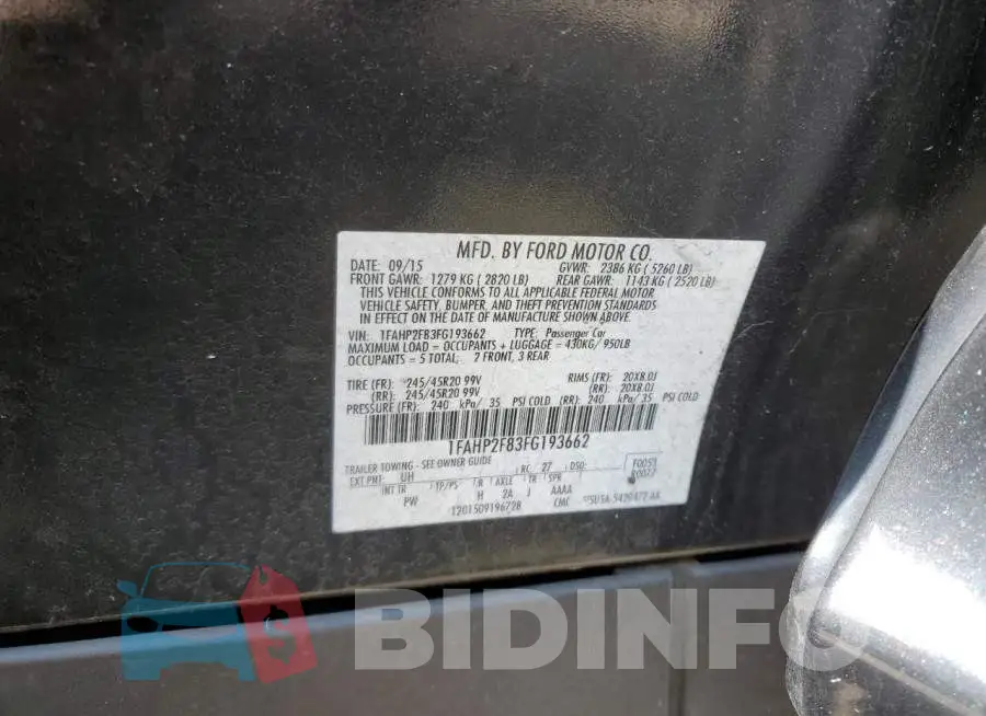 1FAHP2F83FG193662 Photo# 13