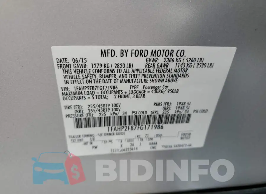 1FAHP2F87FG171986 Photo# 12