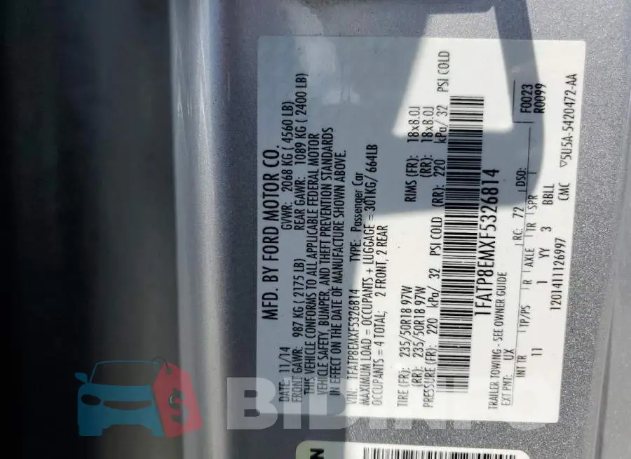 1FATP8EMXF5326814 Photo# 12