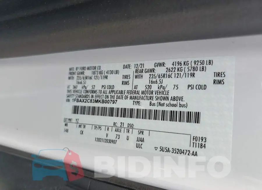 1FBAX2C83MKB00797 Photo# 12
