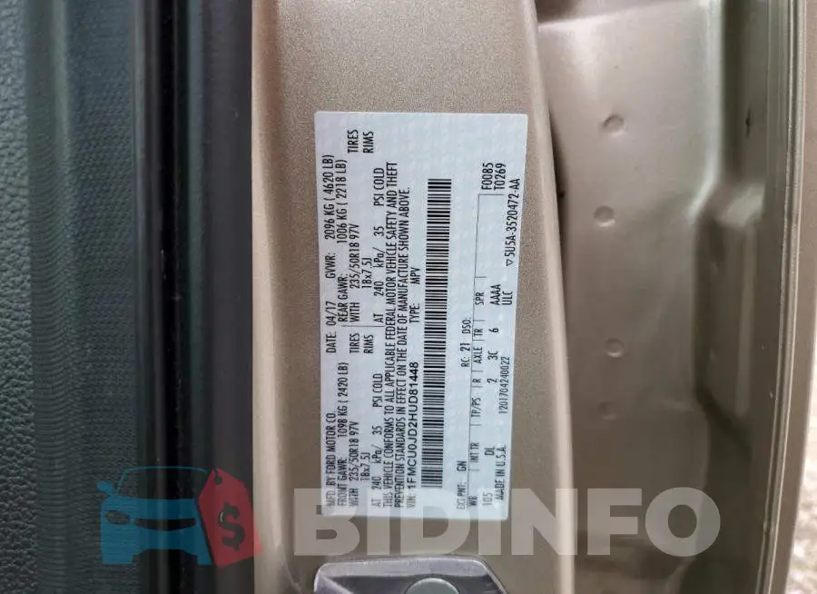 1FMCU0JD2HUD81448 Photo# 12
