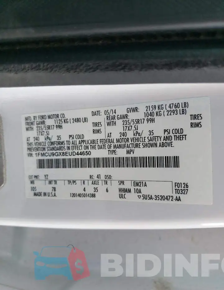 1FMCU9GX8EUD44650 Photo# 13