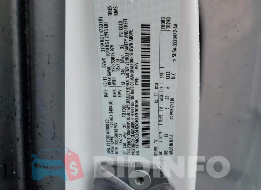 1FMCU9HD0KUB90905 Photo# 13