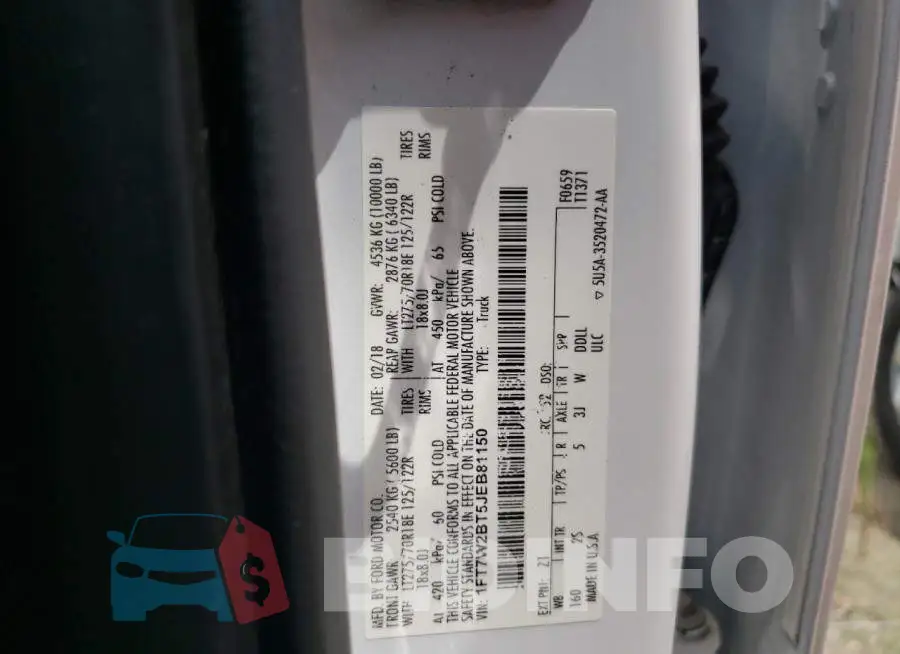 1FT7W2BT5JEB81150 Photo# 12