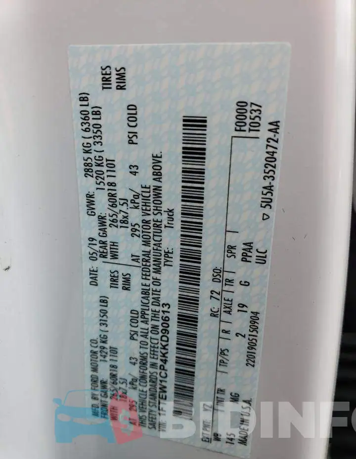 1FTEW1CP4KKD90613 Photo# 12