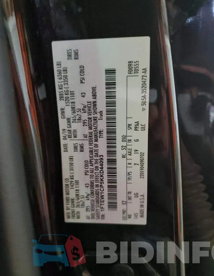 1FTEW1CP5KKD44093 Photo# 12