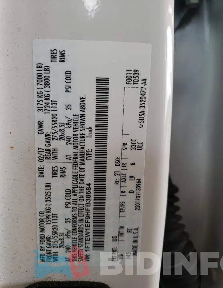 1FTEW1EF9HFB38684 Photo# 12