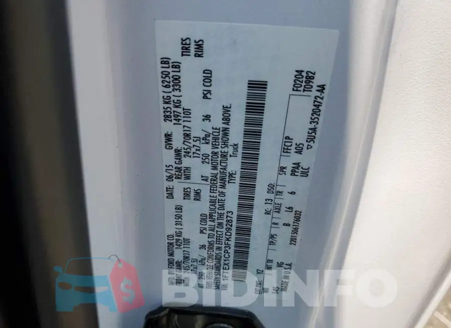 1FTEX1CP3FKD92873 Photo# 12