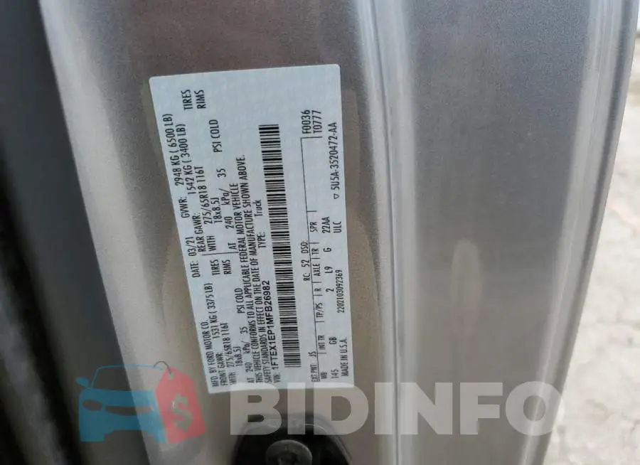1FTEX1EP1MFB26982 Photo# 12