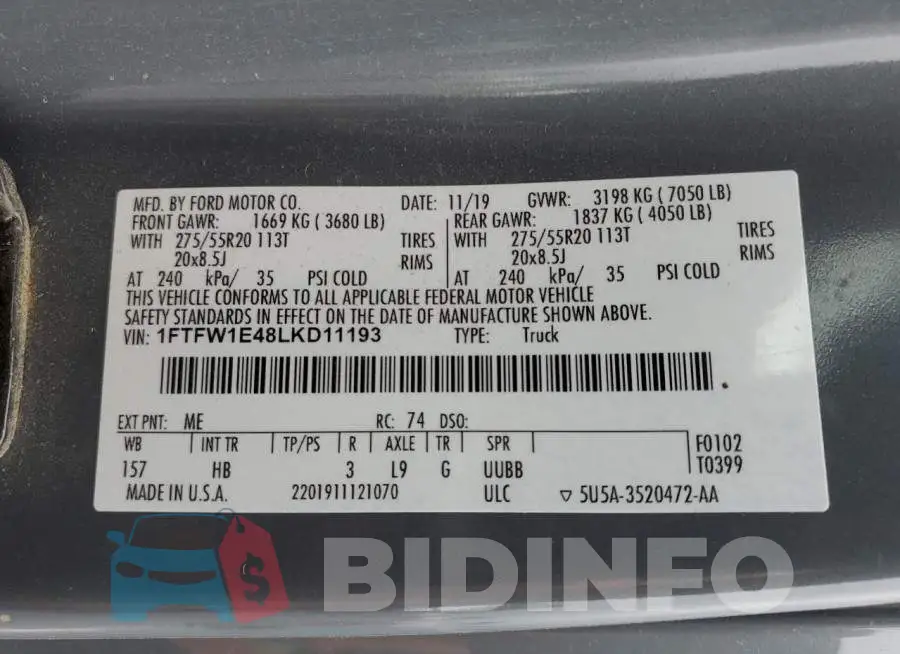 1FTFW1E48LKD11193 Photo# 12