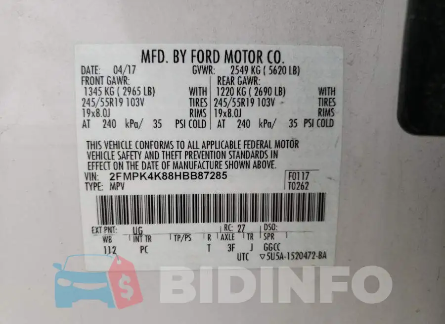 2FMPK4K88HBB87285 Photo# 14
