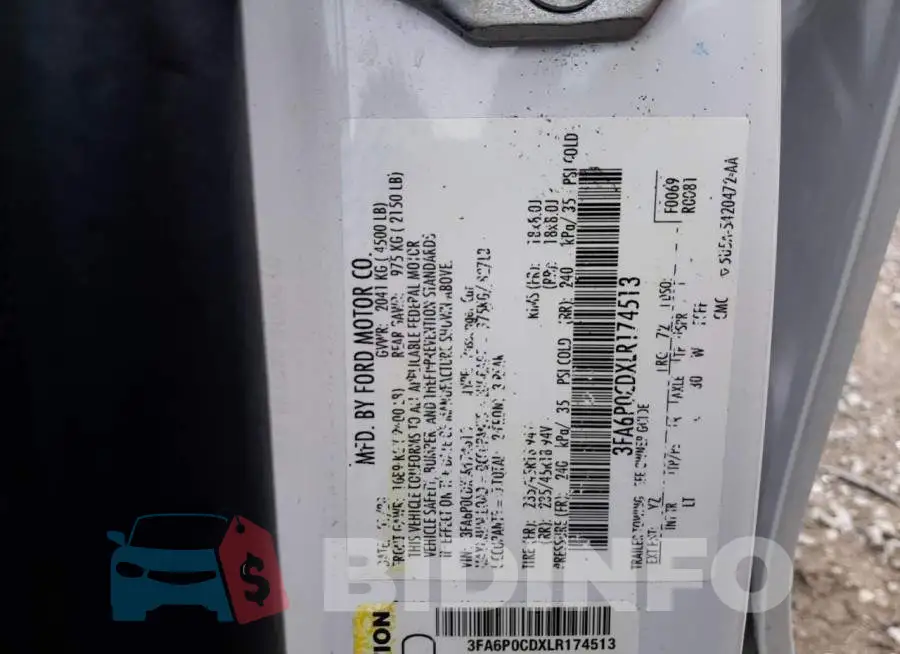 3FA6P0CDXLR174513 Photo# 12