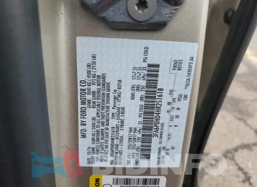 3FA6P0HD4HR251618 Photo# 12