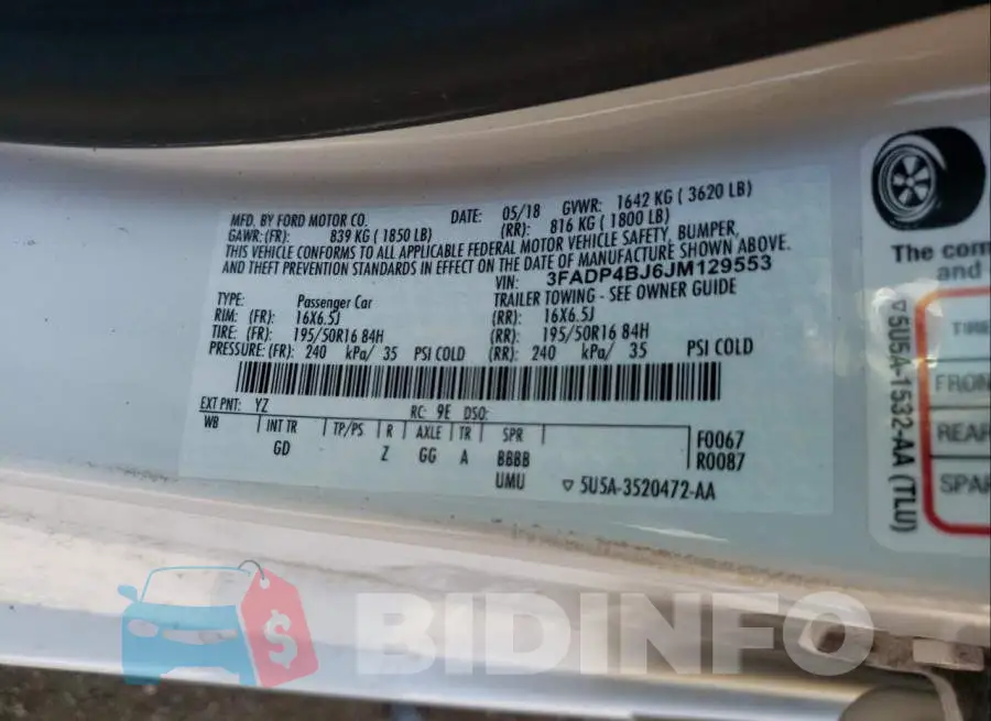 3FADP4BJ6JM129553 Photo# 10
