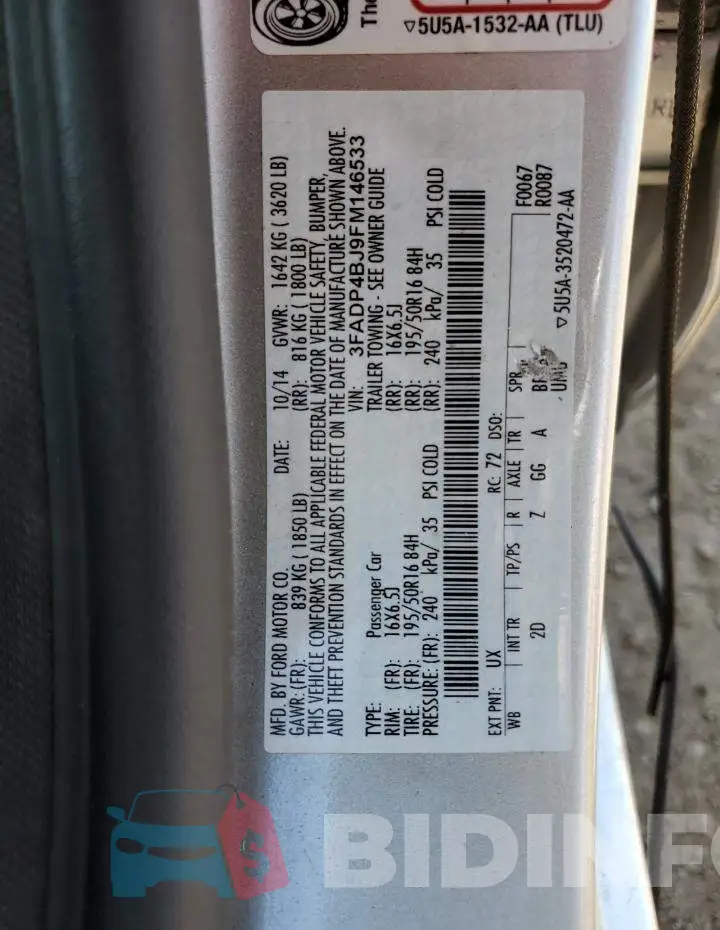 3FADP4BJ9FM146533 Photo# 12