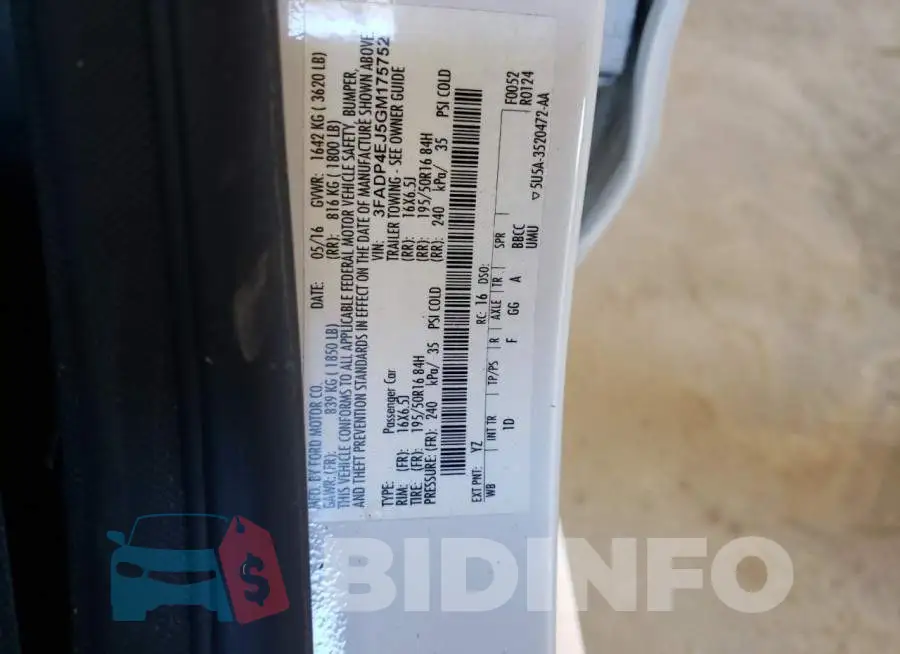 3FADP4EJ5GM175752 Photo# 12