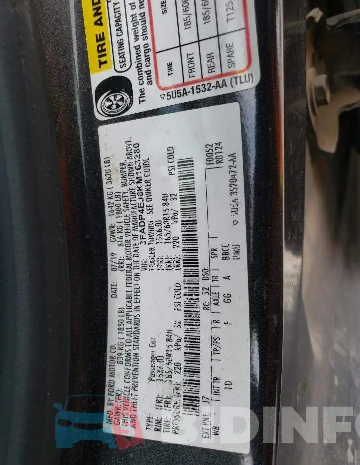3FADP4EJ6KM163280 Photo# 13