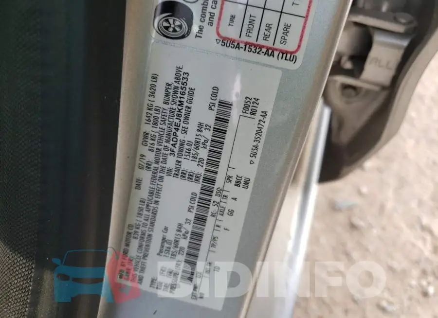 3FADP4EJ8KM165533 Photo# 12