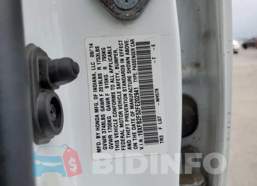 19XFB2F52FE202941 Photo# 12
