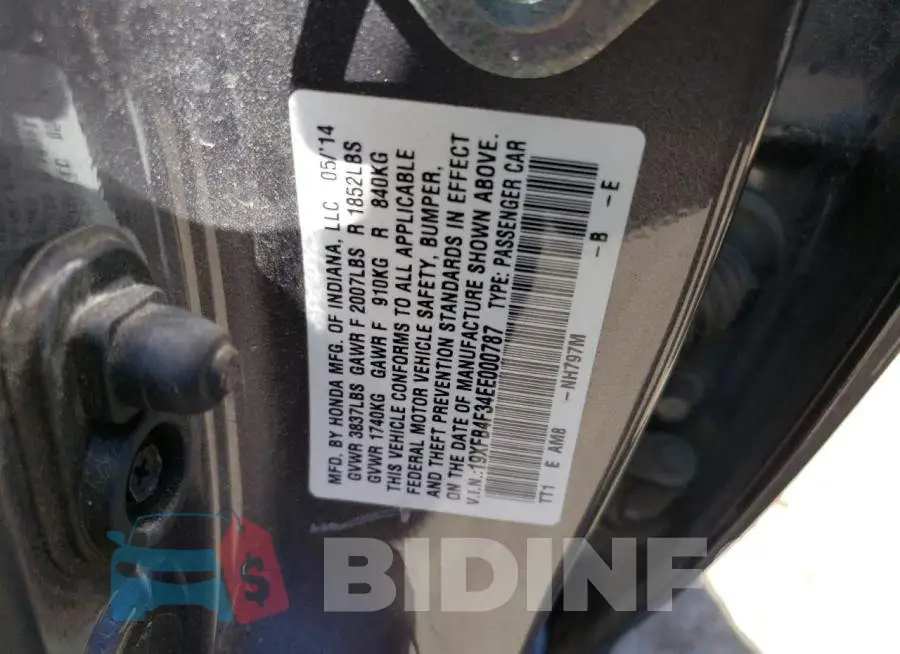 19XFB4F34EE000787 Photo# 12