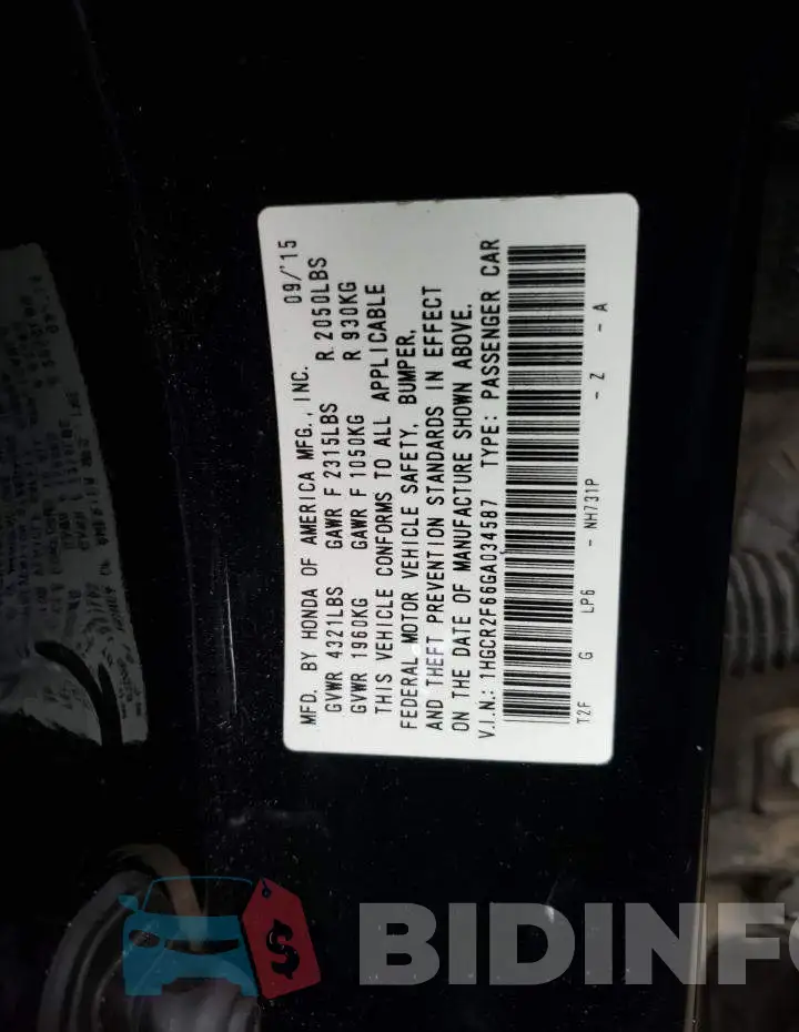 1HGCR2F66GA034587 Photo# 13