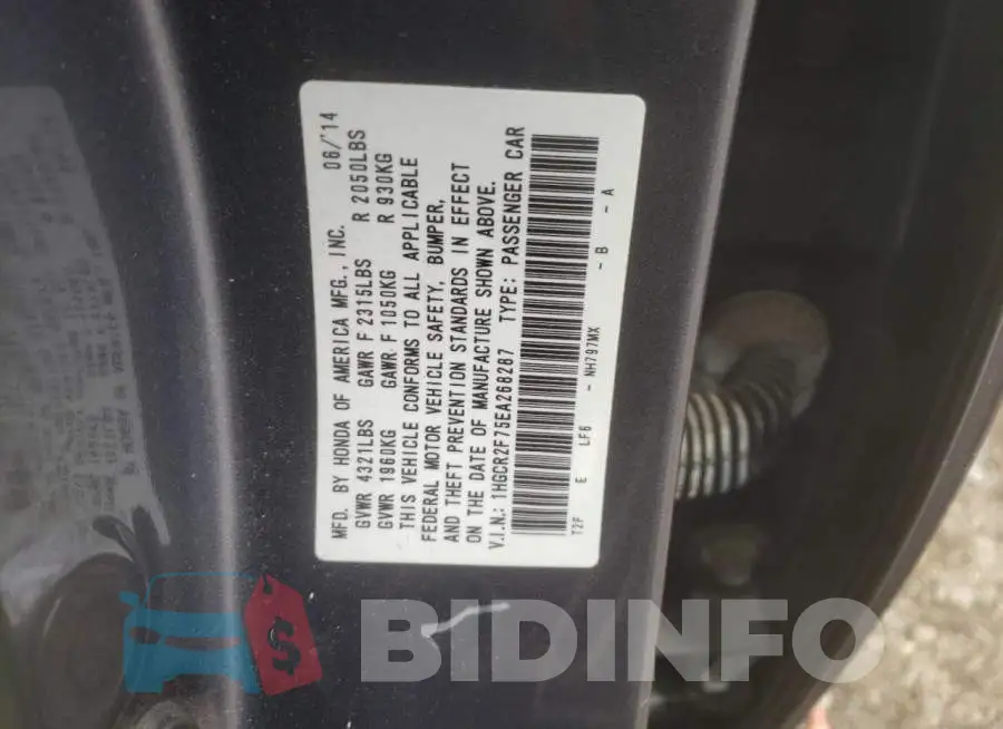 1HGCR2F75EA268287 Photo# 12