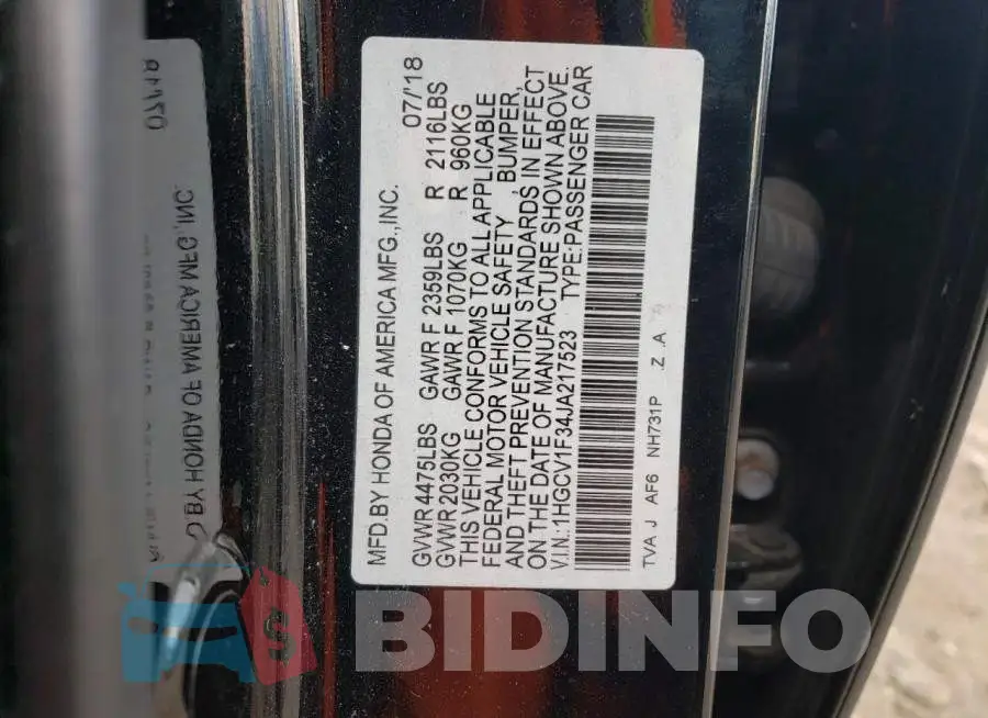 1HGCV1F34JA217523 Photo# 13