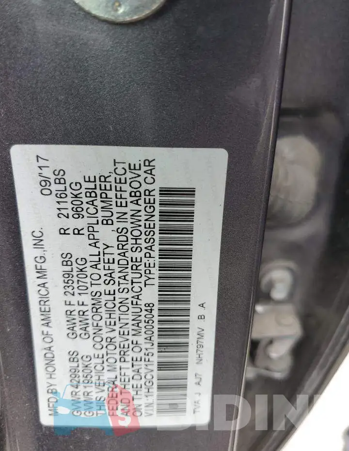 1HGCV1F51JA005048 Photo# 12