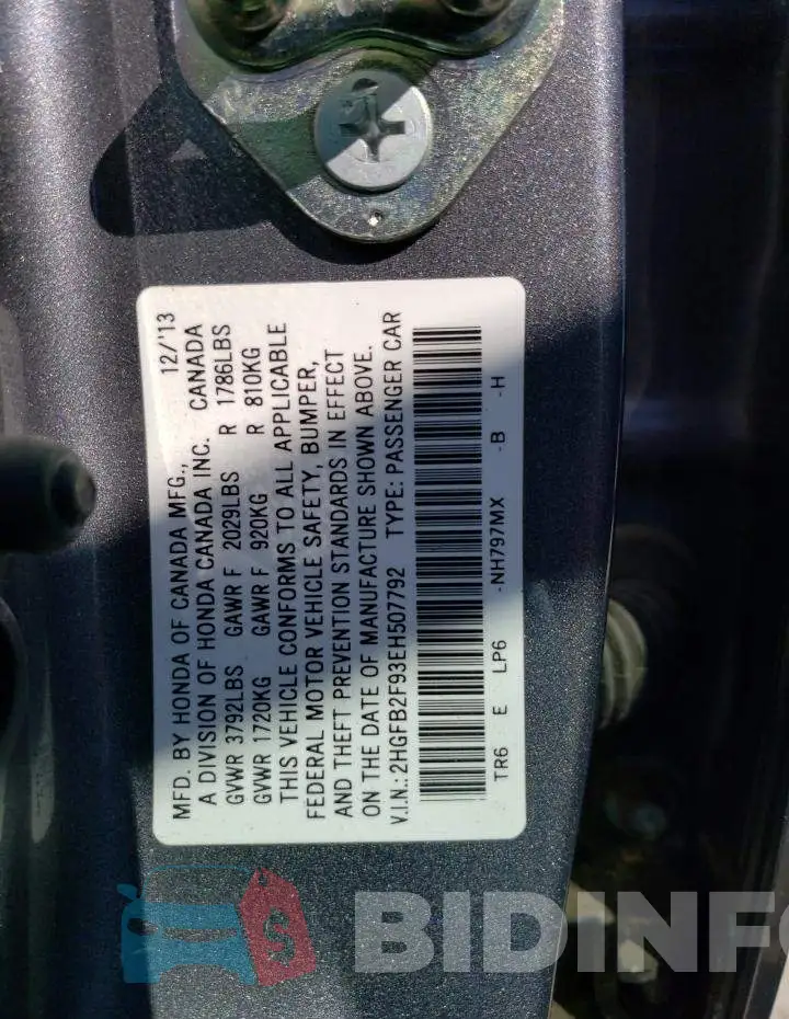 2HGFB2F93EH507792 Photo# 12