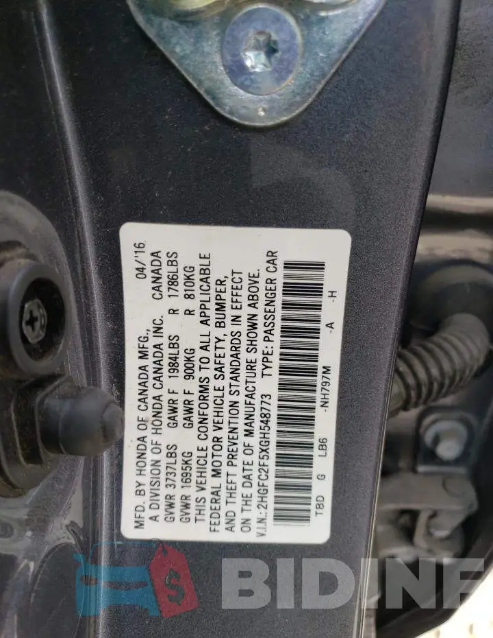 2HGFC2F5XGH548773 Photo# 12