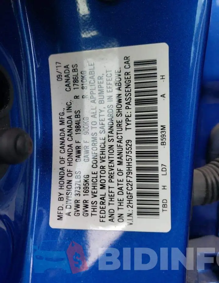 2HGFC2F79HH575529 Photo# 12