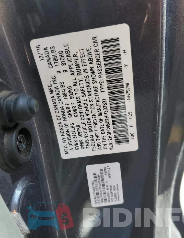 2HGFC4B02HH303831 Photo# 12